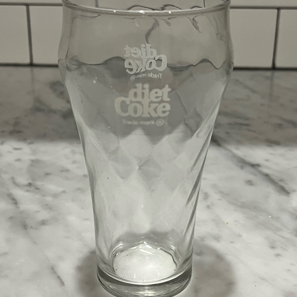 Vintage 1980s Diet Coke swirl or bell-shaped drinking glass